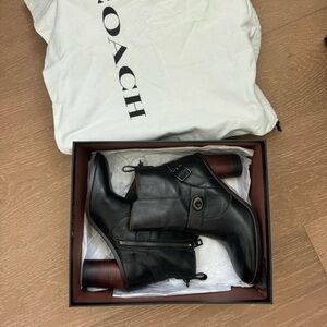 Coach Black Leather Boots with Buckle